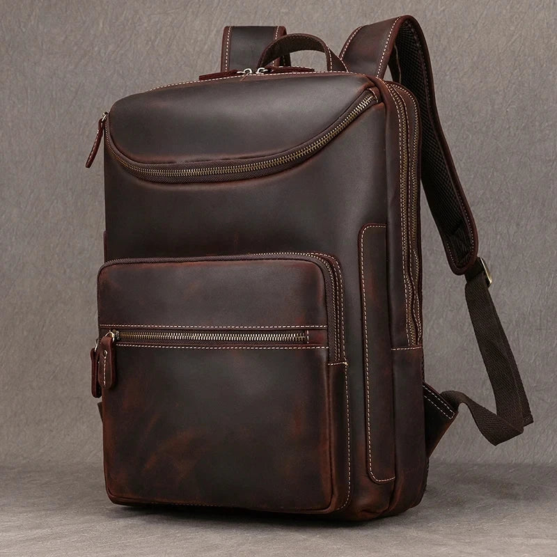 Vintage Genuine Leather Backpack 16" Laptop School Travel