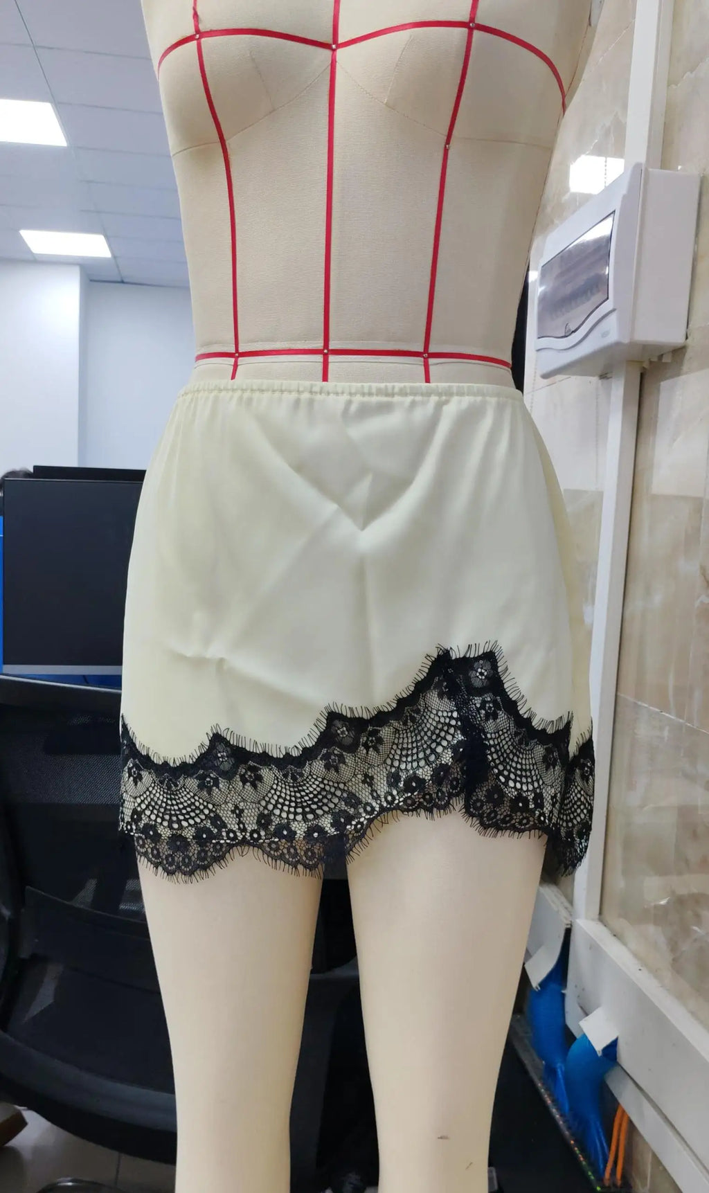 VacationGrabs Lace Half Slip Satin Skirt Women Low Waist Lace Trim Mini Skirt Patchwork A Line Short Skirts Y2K Club Fairy Underskirt
