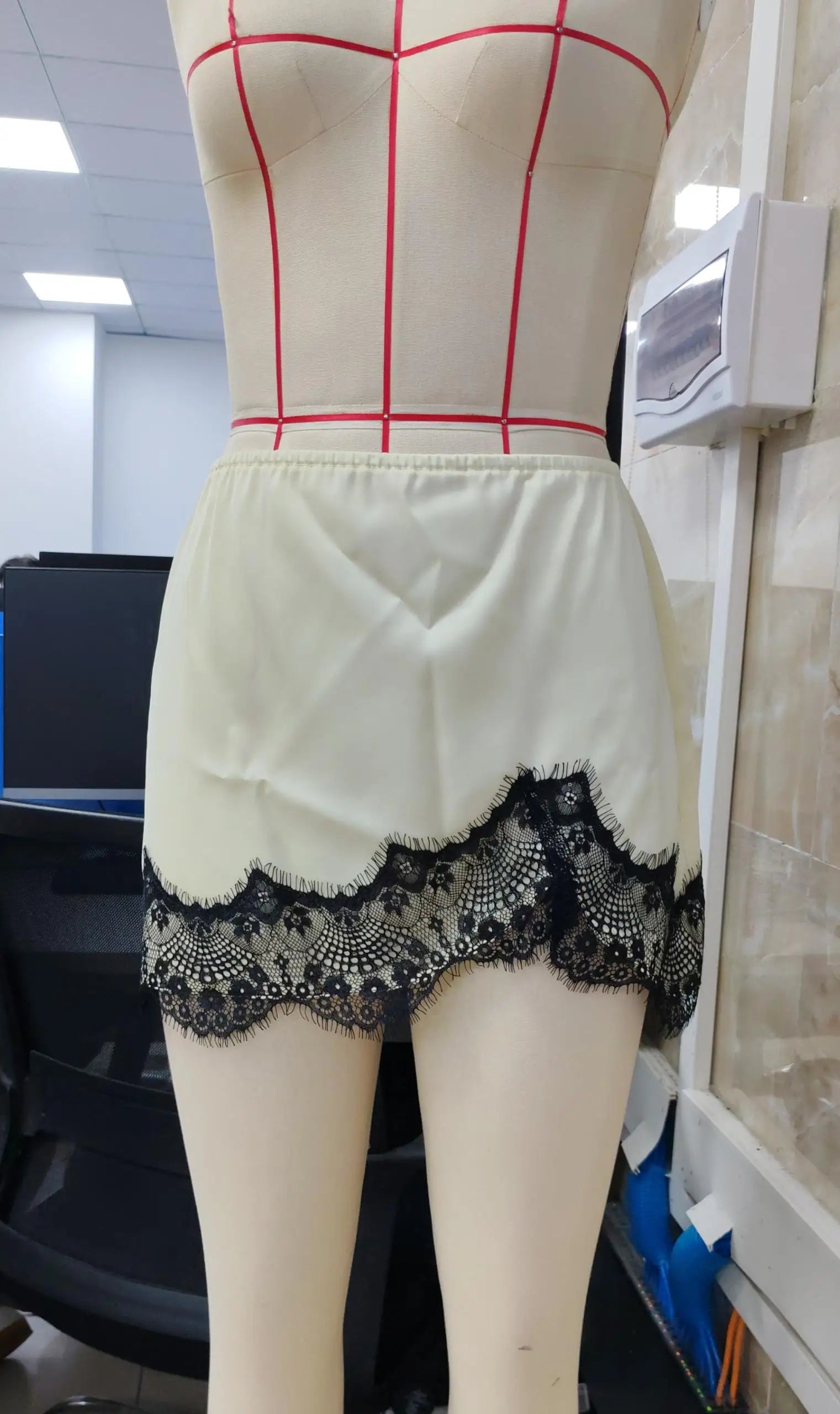 VacationGrabs Lace Half Slip Satin Skirt Women Low Waist Lace Trim Mini Skirt Patchwork A Line Short Skirts Y2K Club Fairy Underskirt
