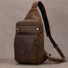Crazy Horse Leather Men’s Chest Bag Top Layer Cowhide Sling - VacationGrabs