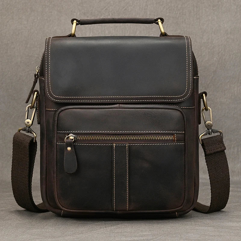 Travel-Ready Leather Crossbody Mini Bag for Men