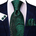 Dark Green Three Piece Ties - Patterned and Textured Designs