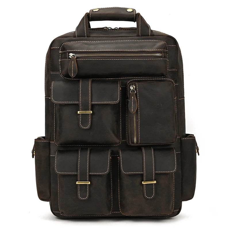 High Capacity Leather Backpack Luxury Design Men’s Travel Bag - VacationGrabs