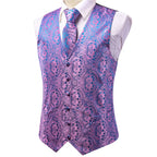 Purple paisley tie and vest set, perfect for formal events.