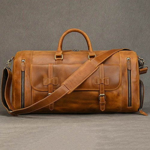 Vintage Fashion Leather Men’s Travel Duffel Bag Luggage - VacationGrabs