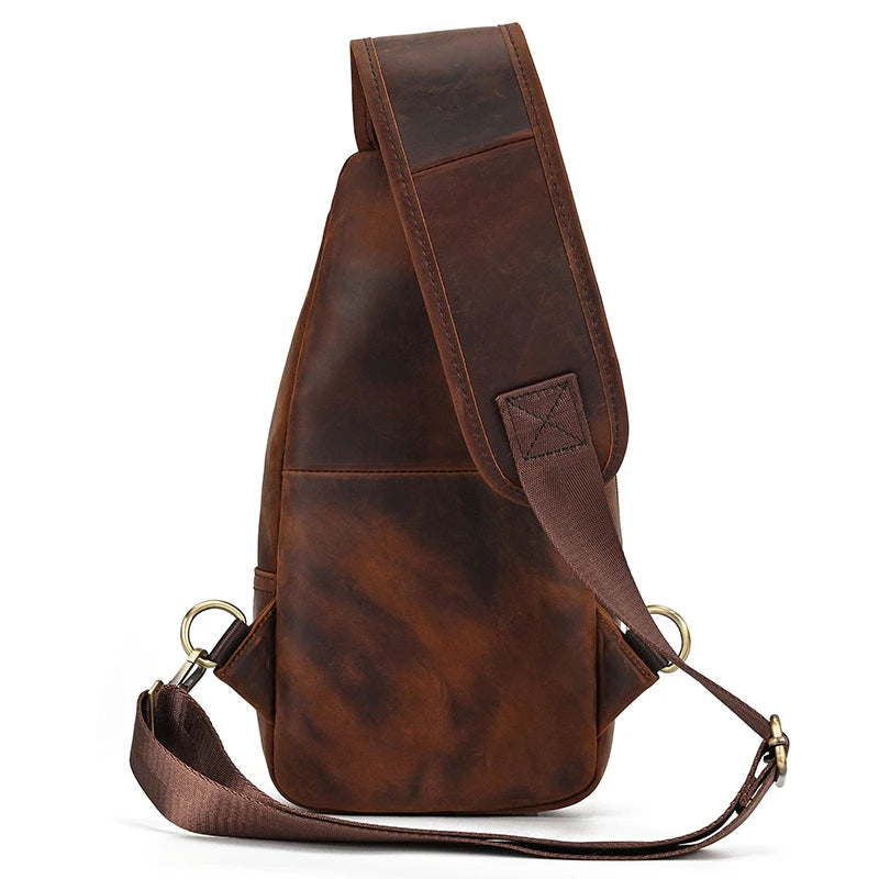 Leather Single Shoulder Sling Bag Chest Bags For Men