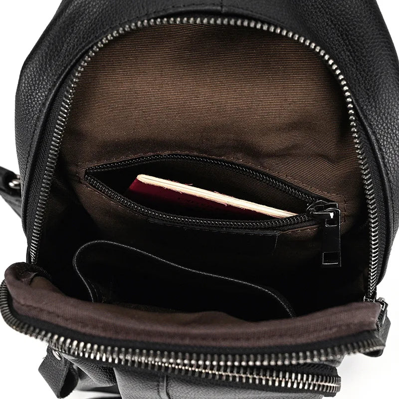 Men's Genuine Leather Sling Bag – Soft Cowhide Crossbody