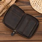 Black Soft Genuine Leather Short Wallet with Coin Pocket & Photo Holder - VacationGrabs