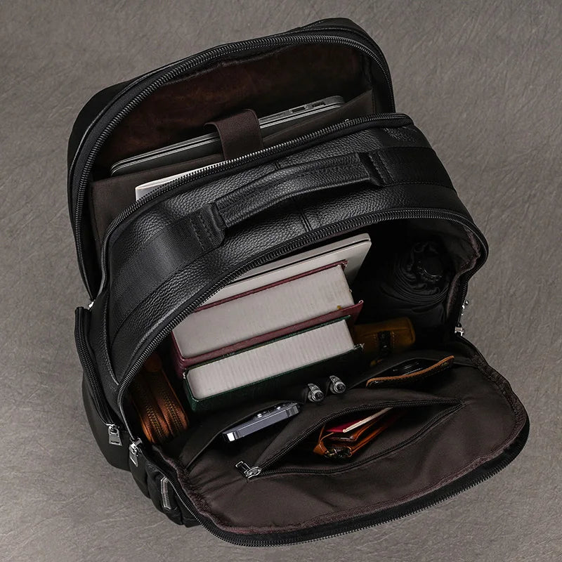 High Quality Men’s Leather Backpack for Travel 15.6" Laptop