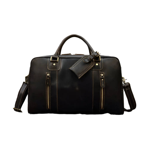 Designer Genuine Leather Travel Bag Cowhide Weekend Duffle Bag - VacationGrabs
