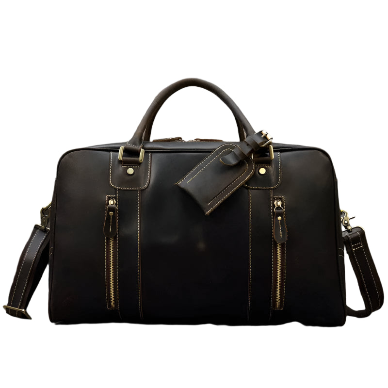 Designer Genuine Leather Travel Bag Cowhide Weekend Duffle Bag - VacationGrabs