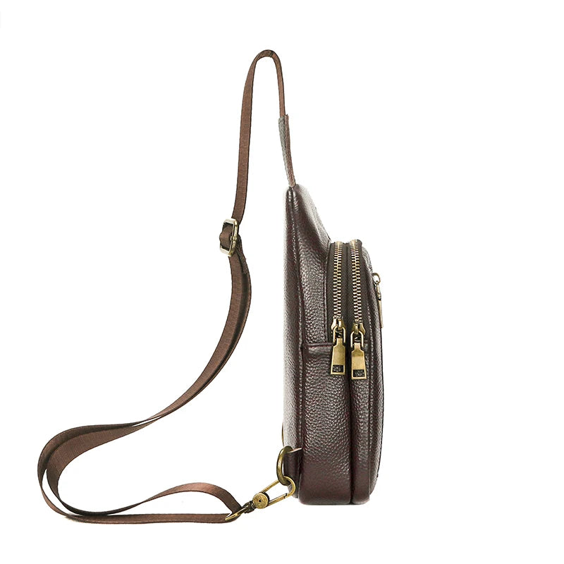 Genuine Leather Small Sling Bag Backpack for Men Travel Outdoor Hunting Hiking Camping