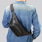 Men's Single Shoulder Crossbody Real Cowhide Waist Pack Chest Bag - VacationGrabs