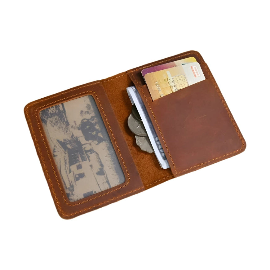 Small Bifold Wallet for Men & Women Slim Leather Coin Card Holder - VacationGrabs
