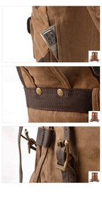 Vintage Leather Travel Backpack, Waxed Canvas 15.6" Laptop