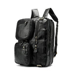 Mochila de viaje de cuero genuino para hombre, mochila escolar de lujo de 17"