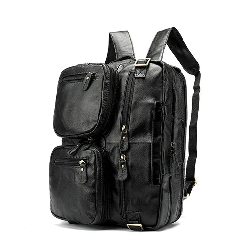 Genuine Leather Men’s Travel Backpack Luxury School Bag 17"