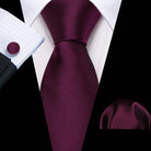 Red Plaid Silk Tie Set for Men - VacationGrabs