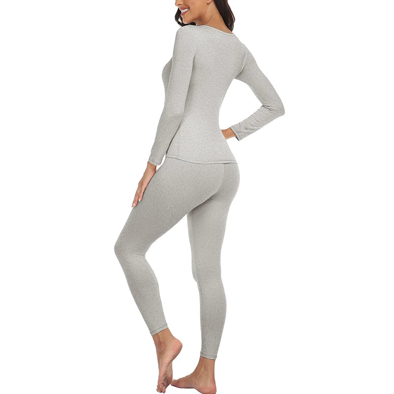 Women's Fleece Lined Thermal Underwear Set, 2-Piece Base Layer