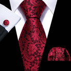 Red Plaid Silk Tie Set for Men - VacationGrabs