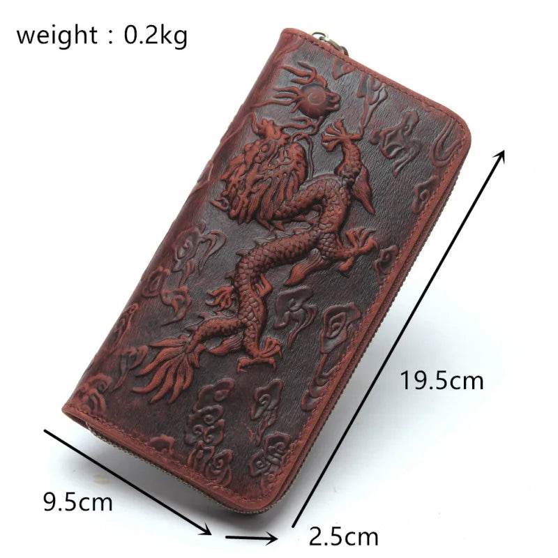 Luxury Men’s Leather Clutch Wallet Embossing Cowhide Long Purses - VacationGrabs