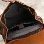 Men's Leather Travel Backpack, Cowhide with Laptop Sleeve