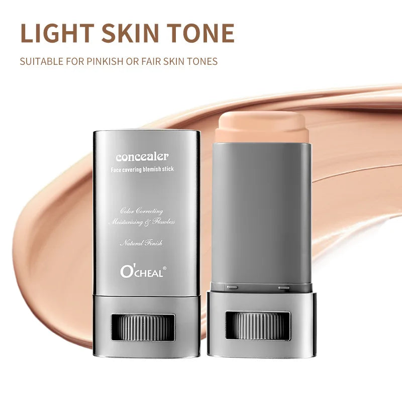 Cream Foundation Stick, Flawless Satin Powder Foundation, Long-Lasting Waterproof Full Coverage Foundation, Suitable for Conceal