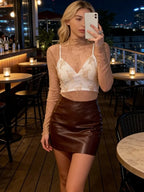 Floral Lace Layering Shirt Long Sleeve See Thru Mesh