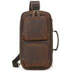 Men's Genuine Leather Chest Sling Bag with Handle