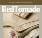 Red Tornado Short Sleeve Henley T-Shirt Heavyweight Cotton Every Day Tee Amekaji