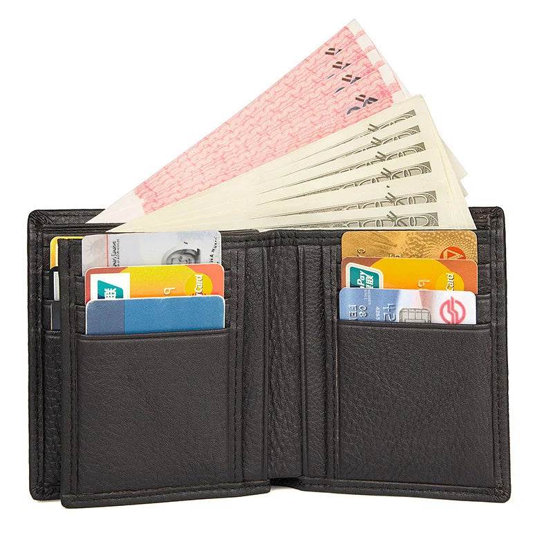 Men’s Leather Bifold Wallet for Cards Multi-slot Cash Clip - VacationGrabs