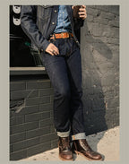 Red Tornado Mens Slim Straight Jeans Rinsed Red Selvedge Denim Pants