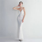Women's Sequined Floor-Length Mermaid Evening Dress