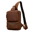 Genuine Leather Chest Bag Large Capacity Crossbody Bag Men - VacationGrabs