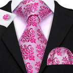 Floral Jacquard Silk Tie Set for Men - VacationGrabs