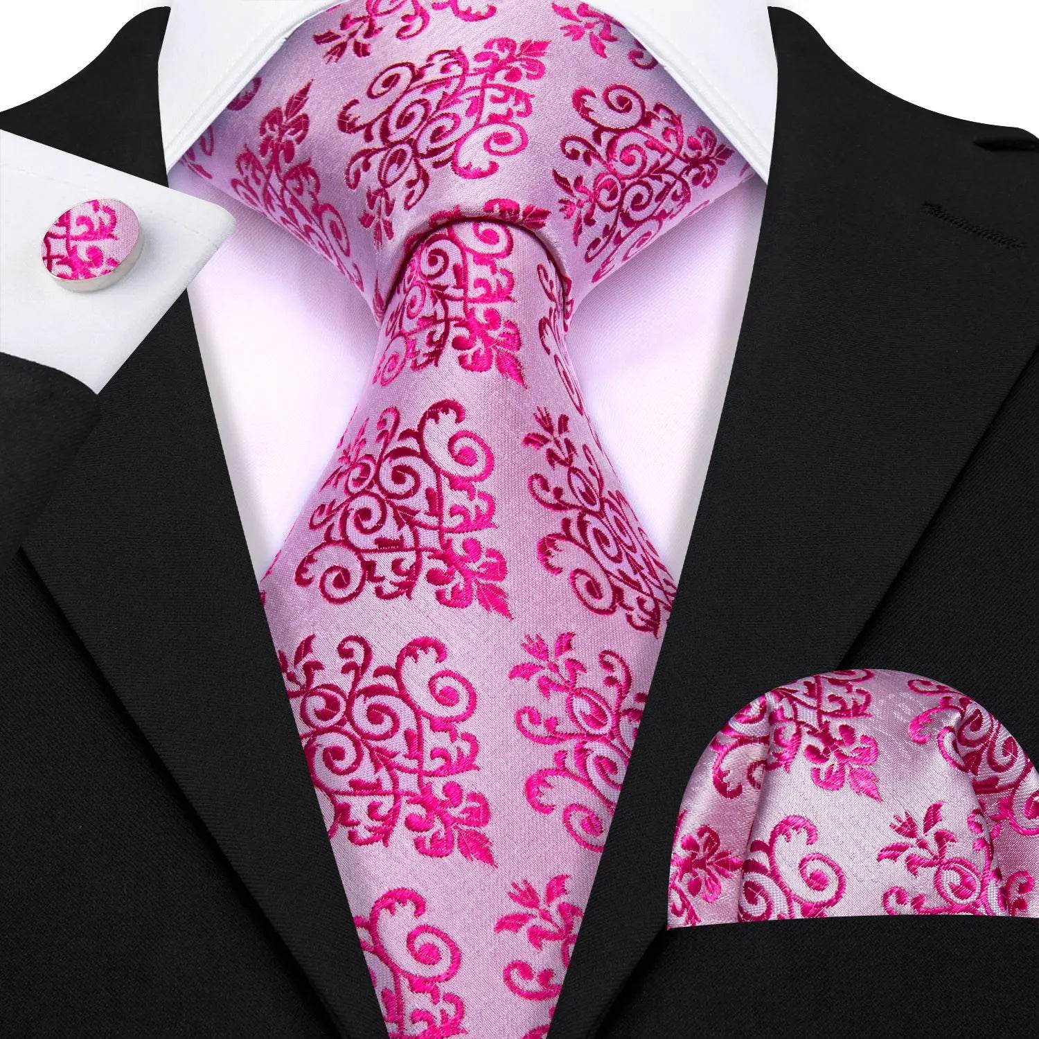 Floral Jacquard Silk Tie Set for Men - VacationGrabs