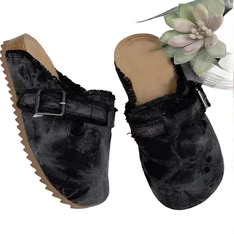 Women's Shoes - Sandals Women's Canvas Mule Clogs Closed Toe Cork Soles