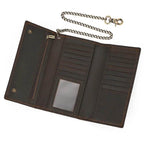 Men’s Leather Wallet with Iron Chain Clip Purse Long Fashion Wallet - VacationGrabs