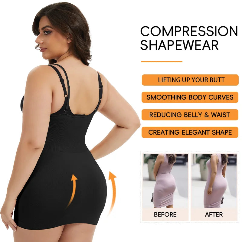 Plus Size Underbust Full Body Shaper Slip Dress