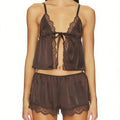 Women's Lace Trim Cami & Shorts Pajama Set – Sleepwear