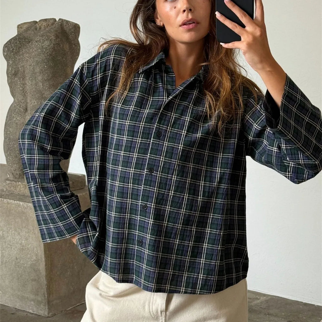 VacationGrabs Y2K Vintage Long Sleeve Blouse Stripes Collared Shirts Striped Button Down Shirt Women Oversized Trendy Fall Y2K Clothes