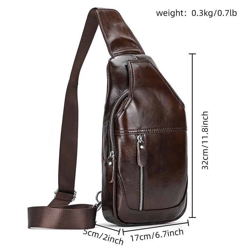 Chest Pack Casual Chest Bag Men Leather Chest Packs Mini Sling Bag Of Male Genuine Leather Crossbody Bag Single Shoulder Men Bag