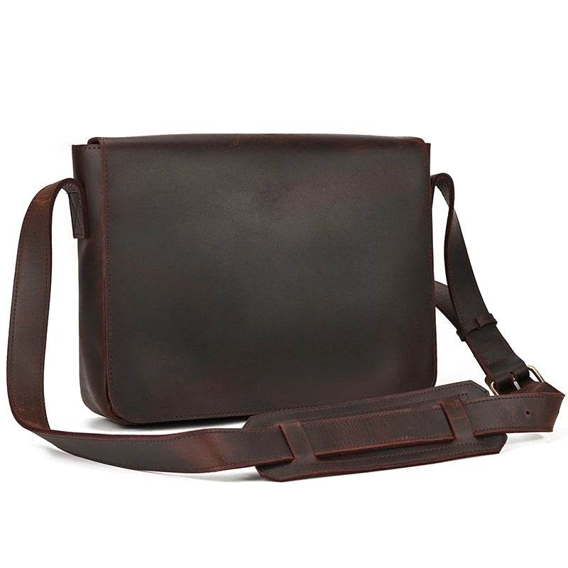 Retro Genuine Leather Laptop Shoulder Bag Business Messenger Bag - VacationGrabs