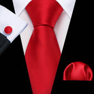 Red Plaid Silk Tie Set for Men - VacationGrabs