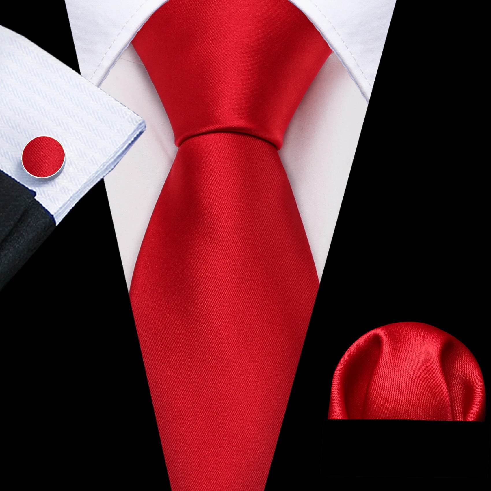 Red Plaid Silk Tie Set for Men - VacationGrabs