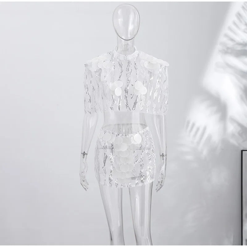 Chic Two-Piece Glitter Resort Outfit - Chic Vacation Wear