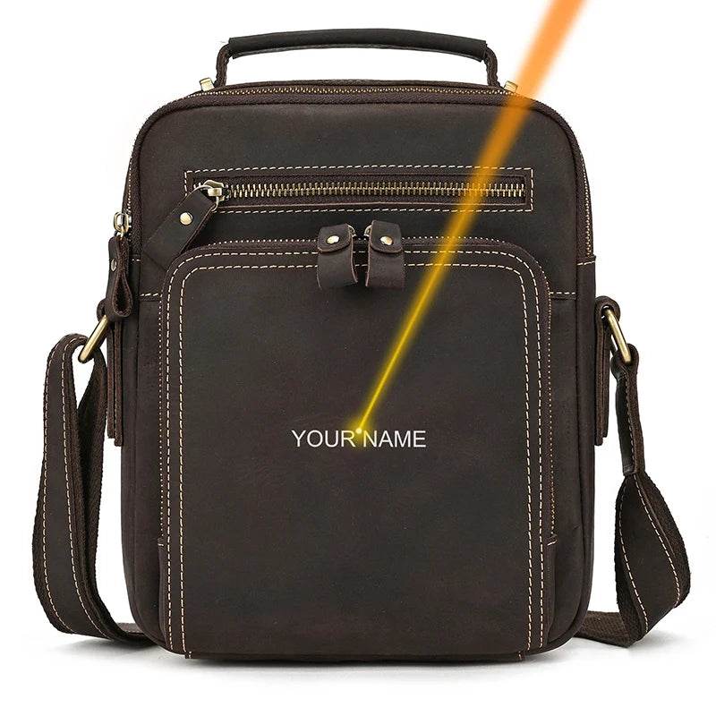 Vintage Leather Shoulder Bag – Men's Crossbody Messenger Bag - VacationGrabs