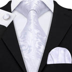 Floral Jacquard Silk Tie Set for Men - VacationGrabs
