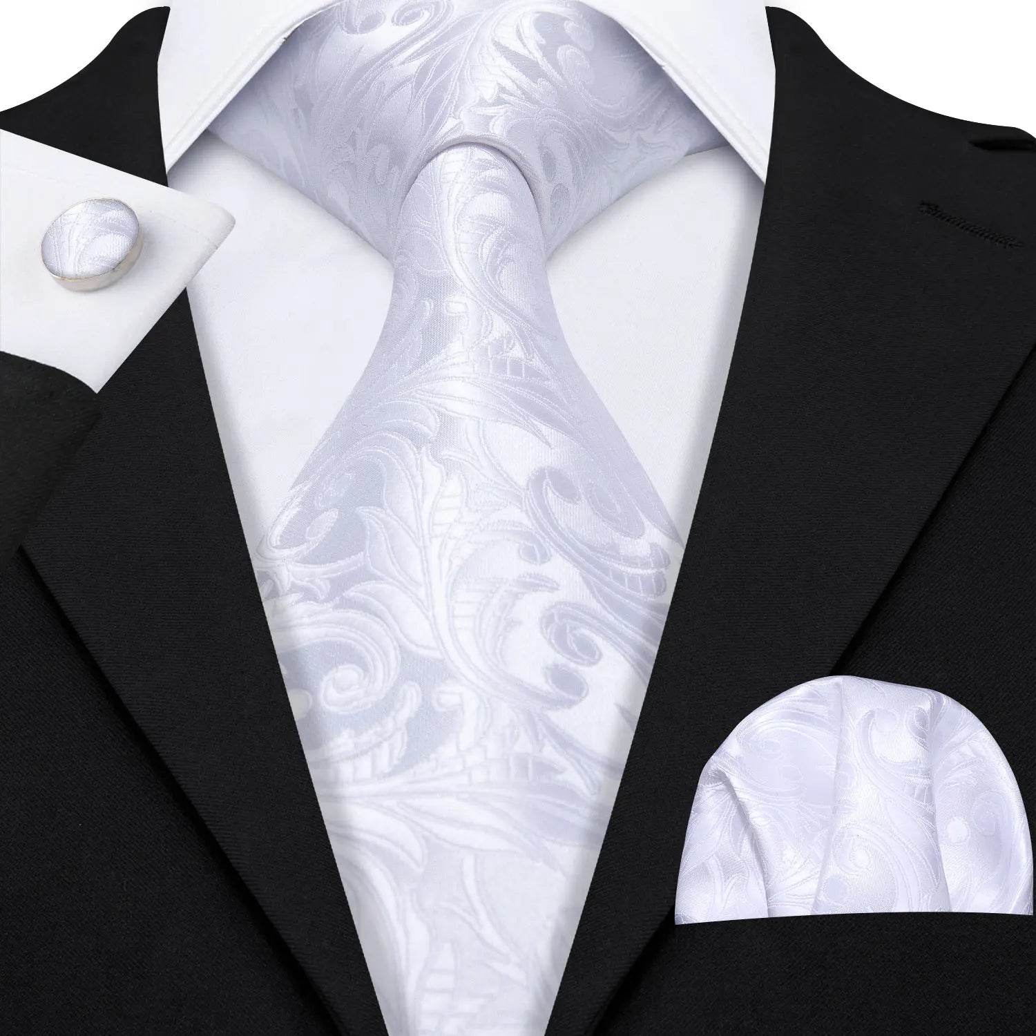 Floral Jacquard Silk Tie Set for Men - VacationGrabs