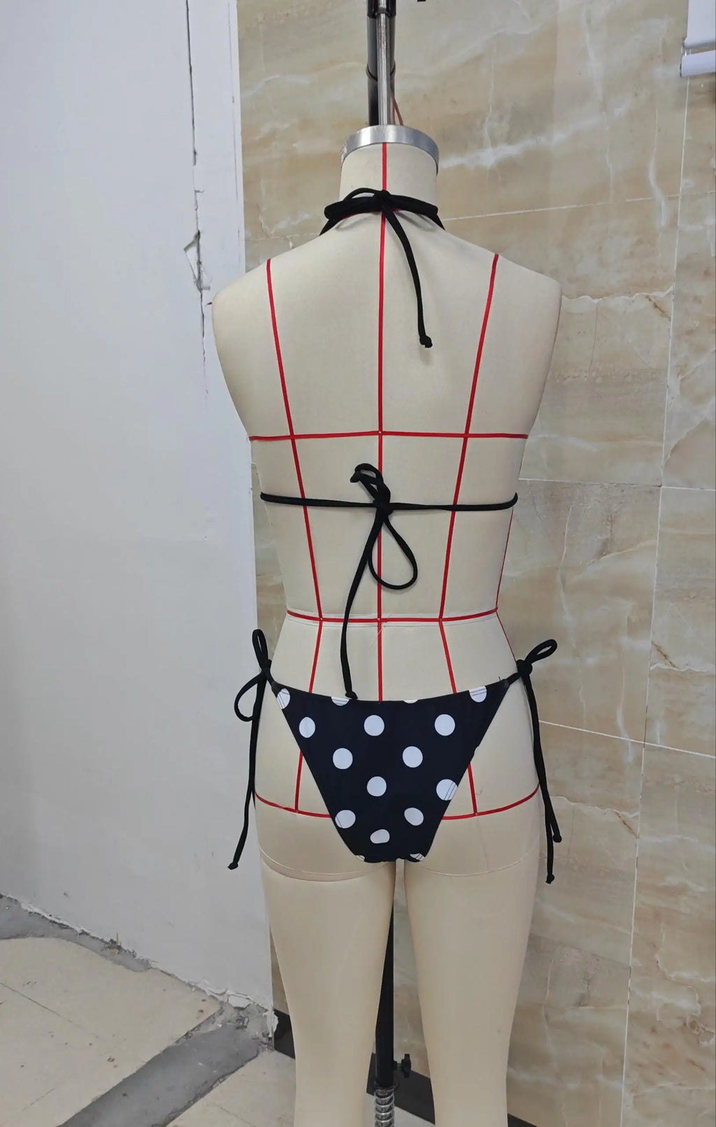 VacationGrabs Women 2 Piece Bikini Set Dot Print Halter Neck Bra Tops and Thongs Casual Bathing Suits for Beach Pool